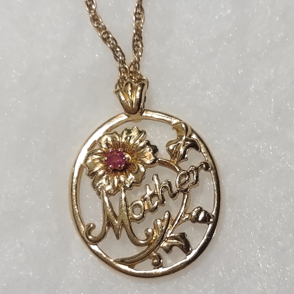 Avon Vintage "Mother" Floral Pendant
